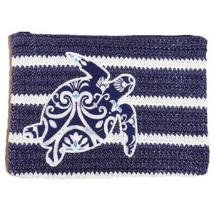 Veray Bradley Womens Steel Blue Medallion Straw Wristlet NOWT